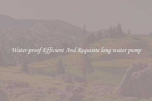 Water-proof Efficient And Requisite long water pump